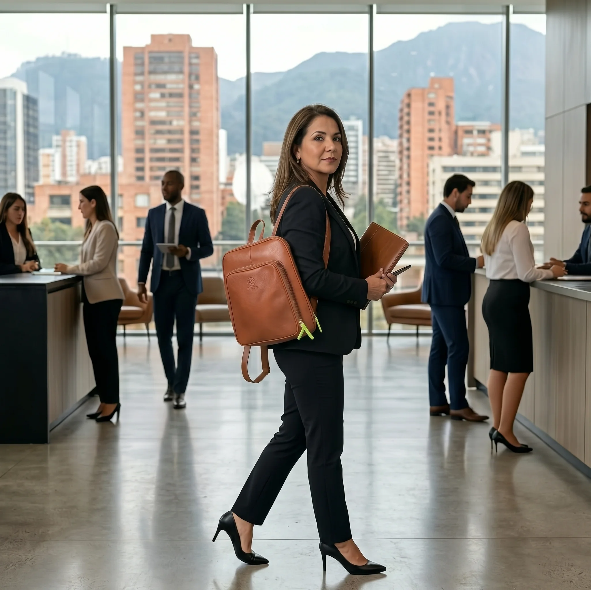 Mochilas corporativas en un espacio de trabajo